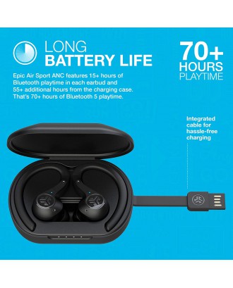 JLab Epic Air Sport ANC True Wireless Bluetooth 5 Earbuds | Headphones for Working Out | IP66 Sweatproof | 15-Hour Battery Life, 55-Hour Charging Case | Music Controls | 3 EQ Sound Settings